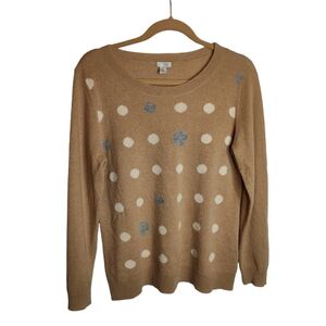 Halogen Cashmere Polka Dot Sweater size LP